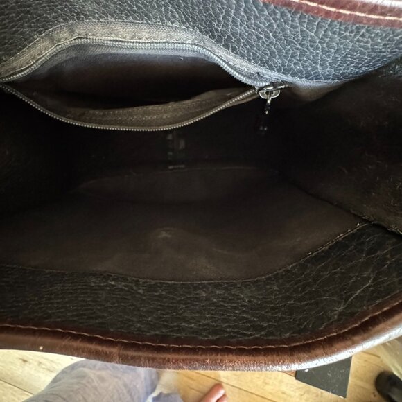 Vintage Brighton Black Brown Croc Embossed Structured Double Strap Shoulder Bag - Picture 15 of 16